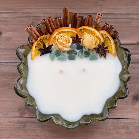 Pumpkin Spice Candle - Soy Wax Candle - Holiday Candle - Vintage Glass - Picture 3 of 5